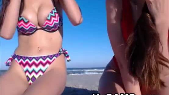 Hot teens teasing on the beach